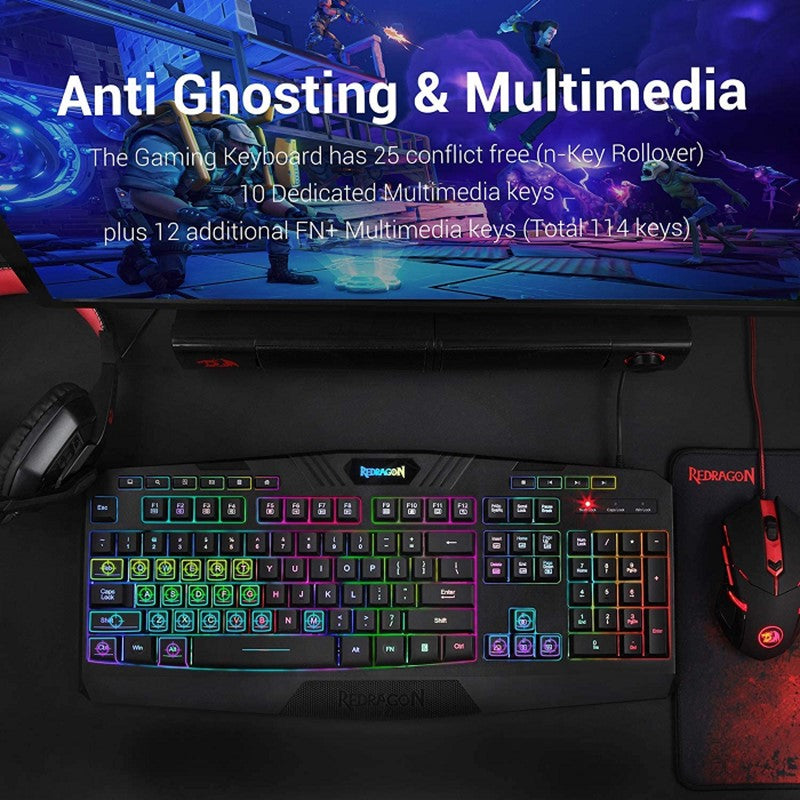 Redragon S101 PC Gaming Keyboard and Mouse Combo, Mousepad, Headset with Mic Redragon S101 PC Gaming Keyboard and Mouse Combo, Mousepad, Headset with Mic
